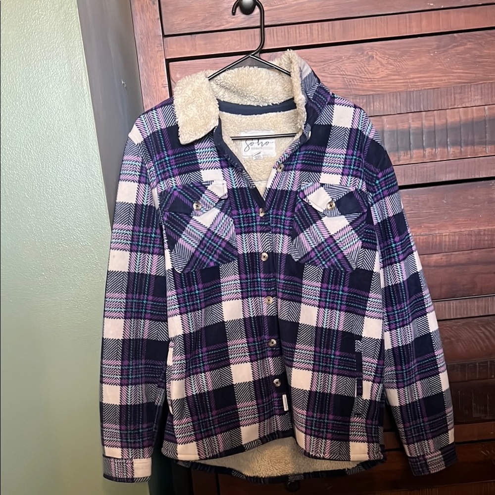 Plaid Sherpa-Lined Jacket